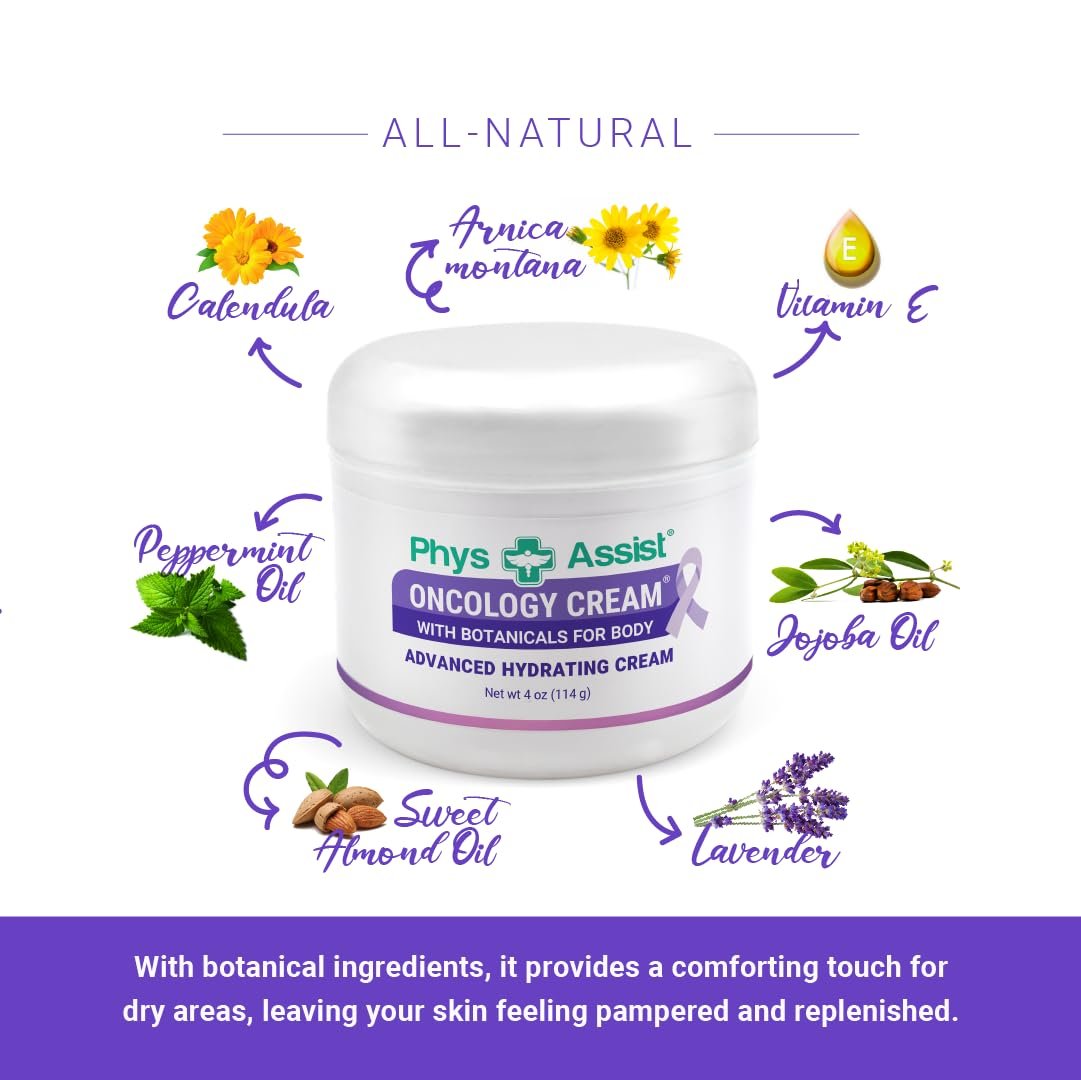 PhysAssist Oncology Cream 4 oz + Lip Balm – Hydrating & Soothing for Stressed Skin, Clinically Tested, Non-Irritant Avelisse