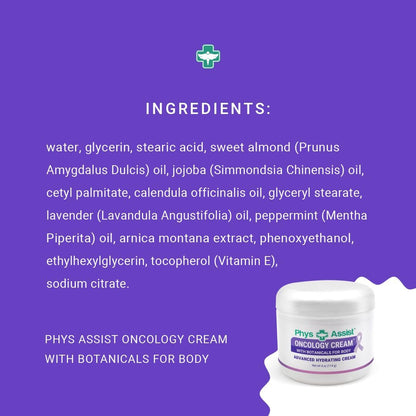 PhysAssist Oncology Cream 4 oz + Lip Balm – Hydrating & Soothing for Stressed Skin, Clinically Tested, Non-Irritant Avelisse