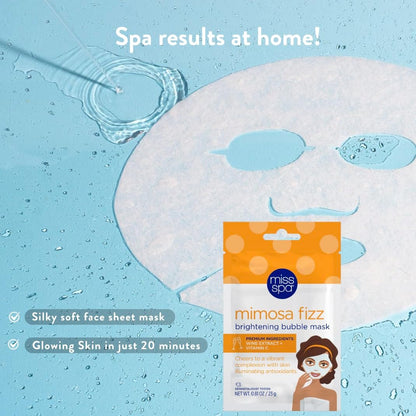 MISS SPA Brightening Bubbling Mask with Vitamin C – Hydrating Facial Sheet Mask for Glowing Skin, Anti-Aging, Dermatologist Tested (4 Pack)