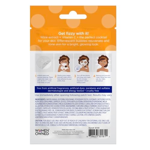 MISS SPA Brightening Bubbling Mask with Vitamin C – Hydrating Facial Sheet Mask for Glowing Skin, Anti-Aging, Dermatologist Tested (4 Pack) - görsel 12