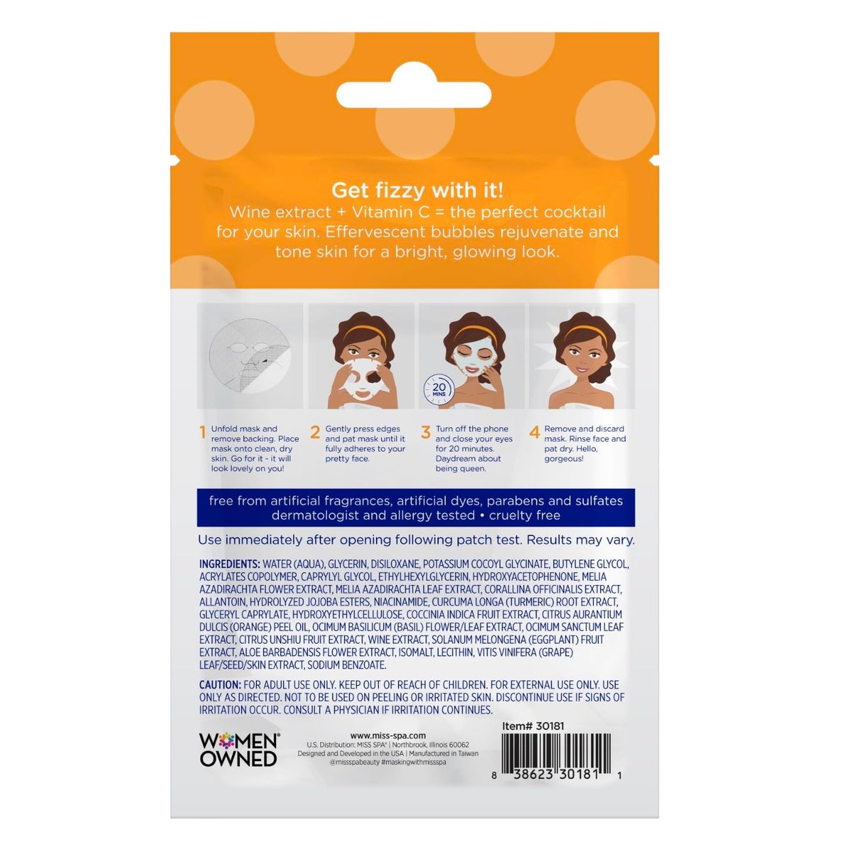 MISS SPA Brightening Bubbling Mask with Vitamin C – Hydrating Facial Sheet Mask for Glowing Skin, Anti-Aging, Dermatologist Tested (4 Pack) - görsel 11