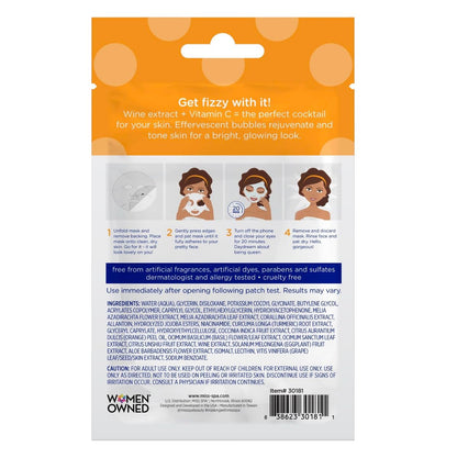 MISS SPA Brightening Bubbling Mask with Vitamin C – Hydrating Facial Sheet Mask for Glowing Skin, Anti-Aging, Dermatologist Tested (4 Pack)