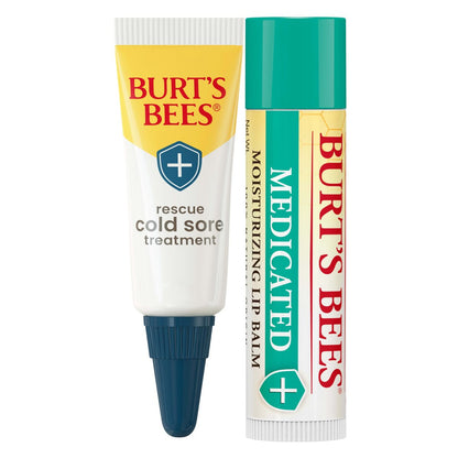 Burt's Bees Cold Sore Treatment & Medicated Lip Balm with Menthol & Eucalyptus Oil, 2 Tubes