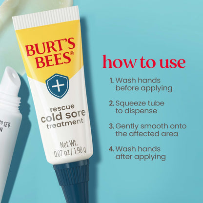 Burt's Bees Cold Sore Treatment & Medicated Lip Balm with Menthol & Eucalyptus Oil, 2 Tubes