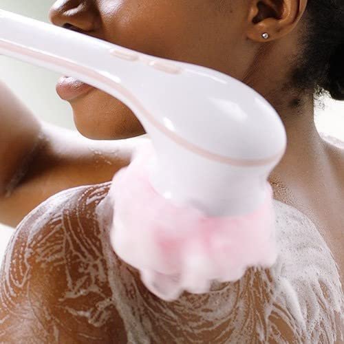 Finishing Touch Flawless Cleanse Spa Electric Body Brush – 3 Multi-Purpose Heads for Full Body Exfoliation & Cleansing (Rose) Avelisse