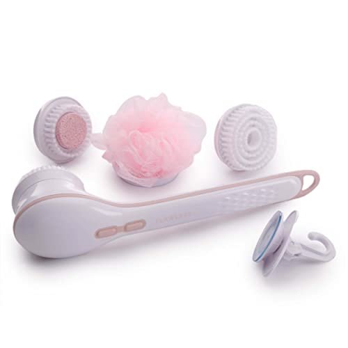 Finishing Touch Flawless Cleanse Spa Electric Body Brush – 3 Multi-Purpose Heads for Full Body Exfoliation & Cleansing (Rose) Avelisse
