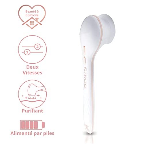 Finishing Touch Flawless Cleanse Spa Electric Body Brush – 3 Multi-Purpose Heads for Full Body Exfoliation & Cleansing (Rose) Avelisse