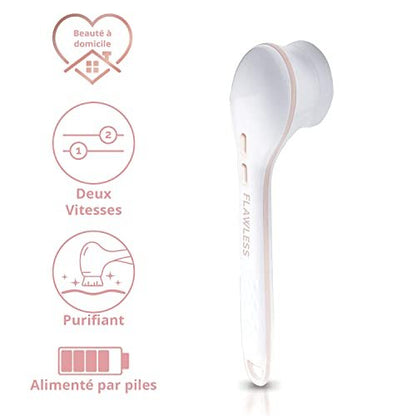 Finishing Touch Flawless Cleanse Spa Electric Body Brush – 3 Multi-Purpose Heads for Full Body Exfoliation & Cleansing (Rose) Avelisse