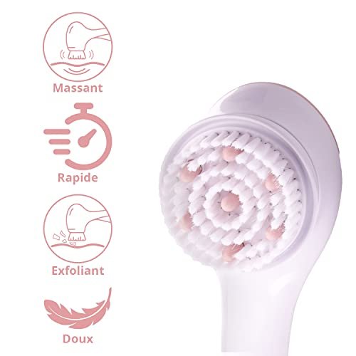 Finishing Touch Flawless Cleanse Spa Electric Body Brush – 3 Multi-Purpose Heads for Full Body Exfoliation & Cleansing (Rose) Avelisse