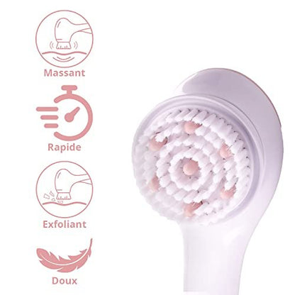 Finishing Touch Flawless Cleanse Spa Electric Body Brush – 3 Multi-Purpose Heads for Full Body Exfoliation & Cleansing (Rose) Avelisse