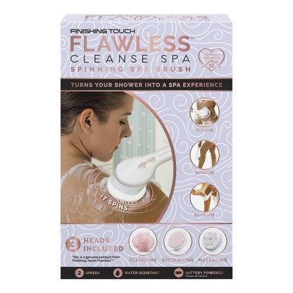 Finishing Touch Flawless Cleanse Spa Electric Body Brush – 3 Multi-Purpose Heads for Full Body Exfoliation & Cleansing (Rose) Avelisse