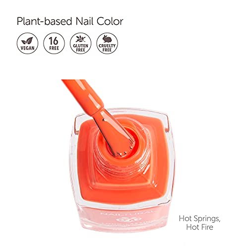 Nailtural Origin Long Lasting Plant-Based Nail Polish – Coral Orange (Hot Springs, Hot Fire) – 0.37 Fl Oz – Vegan, Cruelty-Free & Non-Toxic - görsel 4