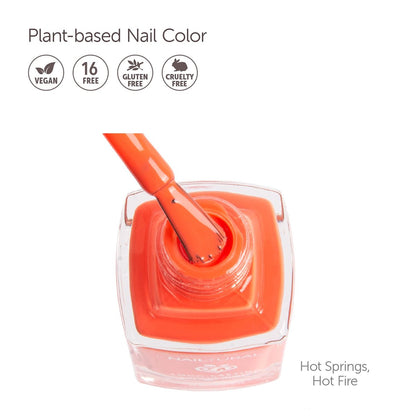 Nailtural Origin Long Lasting Plant-Based Nail Polish – Coral Orange (Hot Springs, Hot Fire) – 0.37 Fl Oz – Vegan, Cruelty-Free & Non-Toxic