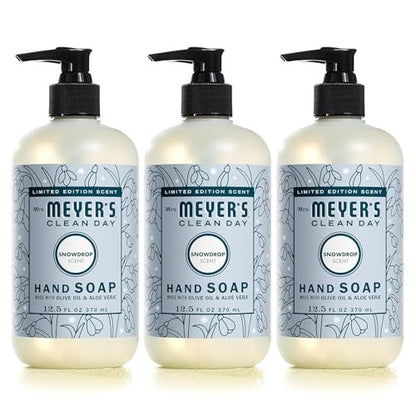 Mrs. Meyer's Clean Day Hand Soap, Snowdrop, 12.5 fl oz (Pack of 3) - Made with Essential Oils Avelisse