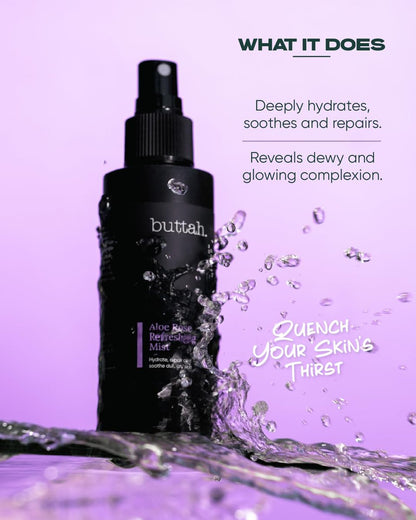 Buttah Skin Aloe Rose Refreshing Mist 4oz - Hydrating Rose Water Face Spray for Men & Women Avelisse