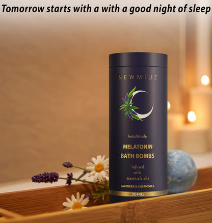 Sleep Well Bubble Bath Bombs – Melatonin Infused Lavender & Chamomile Essential Oils, Luxurious Bath for Dry Skin, Perfect Self Care Gifts for Women and Men (Blue, 1 Pack) Avelisse