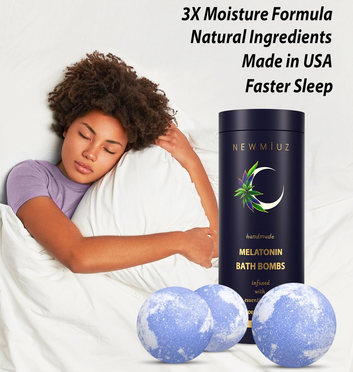 Sleep Well Bubble Bath Bombs – Melatonin Infused Lavender & Chamomile Essential Oils, Luxurious Bath for Dry Skin, Perfect Self Care Gifts for Women and Men (Blue, 1 Pack) Avelisse