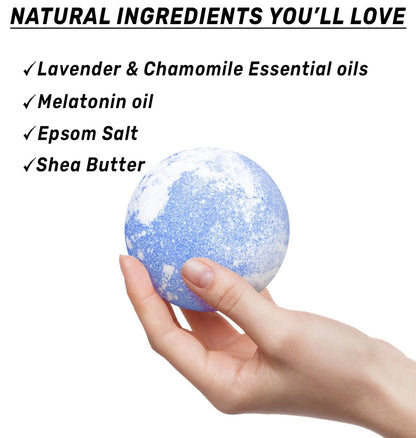 Sleep Well Bubble Bath Bombs – Melatonin Infused Lavender & Chamomile Essential Oils, Luxurious Bath for Dry Skin, Perfect Self Care Gifts for Women and Men (Blue, 1 Pack) Avelisse