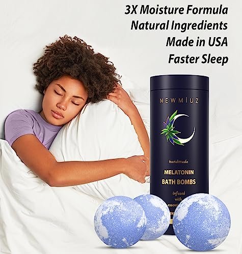 Sleep Well Bubble Bath Bombs – Melatonin Infused Lavender & Chamomile Essential Oils, Luxurious Bath for Dry Skin, Perfect Self Care Gifts for Women and Men (Blue, 1 Pack) Avelisse