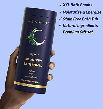Sleep Well Bubble Bath Bombs – Melatonin Infused Lavender & Chamomile Essential Oils, Luxurious Bath for Dry Skin, Perfect Self Care Gifts for Women and Men (Blue, 1 Pack) Avelisse