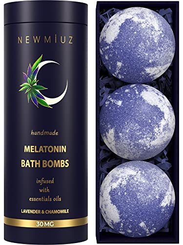 Sleep Well Bubble Bath Bombs – Melatonin Infused Lavender & Chamomile Essential Oils, Luxurious Bath for Dry Skin, Perfect Self Care Gifts for Women and Men (Blue, 1 Pack) Avelisse