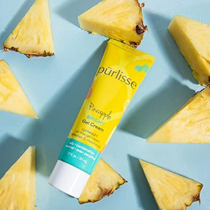 Purlisse Pineapple Brightening Gel Cream – Cruelty-Free, Clean & Paraben-Free Moisturizer for Radiant Skin (1.7 fl oz)