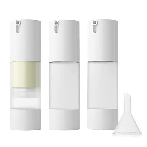 LONGWAY 3-Pack Empty Refillable Airless Pump Bottles – 1 oz / 30 ml Frosted Travel Foundation Containers for Lotion, Cream, Gel, Hair Oil & Hand Sanitizer - görsel 2