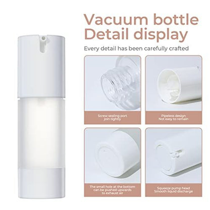 LONGWAY 3-Pack Empty Refillable Airless Pump Bottles – 1 oz / 30 ml Frosted Travel Foundation Containers for Lotion, Cream, Gel, Hair Oil & Hand Sanitizer