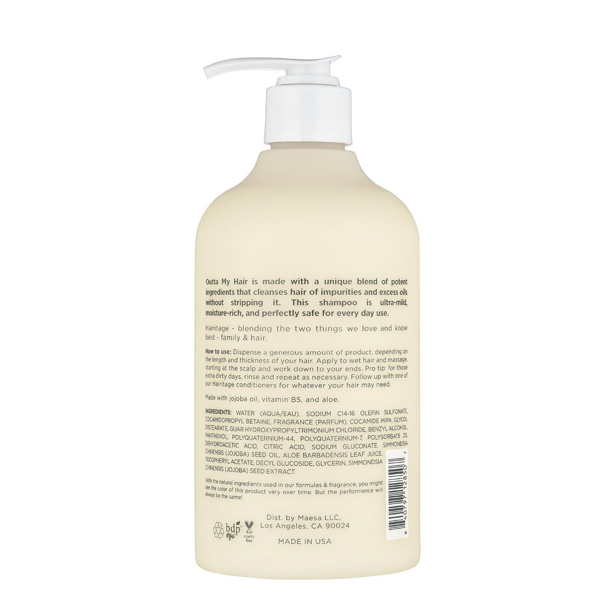 Hairitage Gentle Daily Hydrating and Moisturizing Shampoo for Dry Hair with Jojoba Oil + Aloe Vera - Ultra-Mild & Moisture-Rich - Improves Dry, Brittle Strands, 13 fl. oz. Avelisse