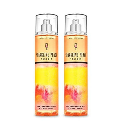 Bath & Body Works Sparkling Peach Sangria Fine Fragrance Mist - Pack of 2 (8 oz Each)