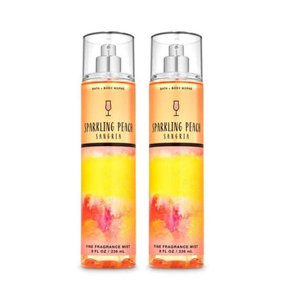 Bath & Body Works Sparkling Peach Sangria Fine Fragrance Mist - Pack of 2 (8 oz Each)