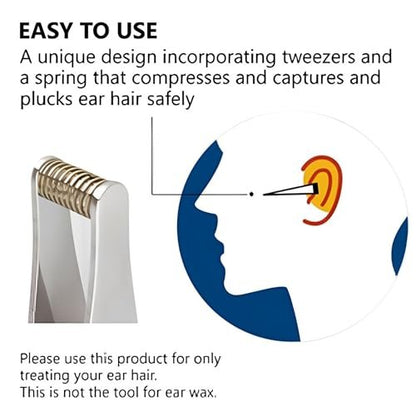 Seki Japan Ear Hair Trimmer Clipper Cutter Tweezers Shape with Spring Safe Design for Hair Removal, Japanese Stainless Steel Avelisse