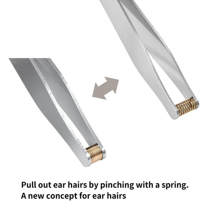 Seki Japan Ear Hair Trimmer Clipper Cutter Tweezers Shape with Spring Safe Design for Hair Removal, Japanese Stainless Steel Avelisse
