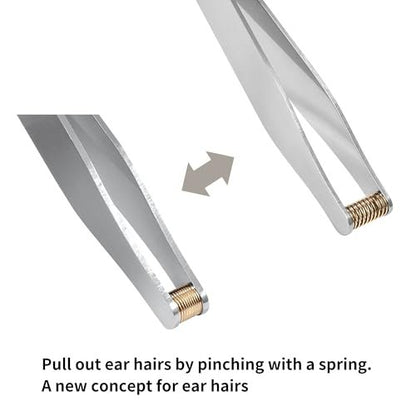 Seki Japan Ear Hair Trimmer Clipper Cutter Tweezers Shape with Spring Safe Design for Hair Removal, Japanese Stainless Steel Avelisse
