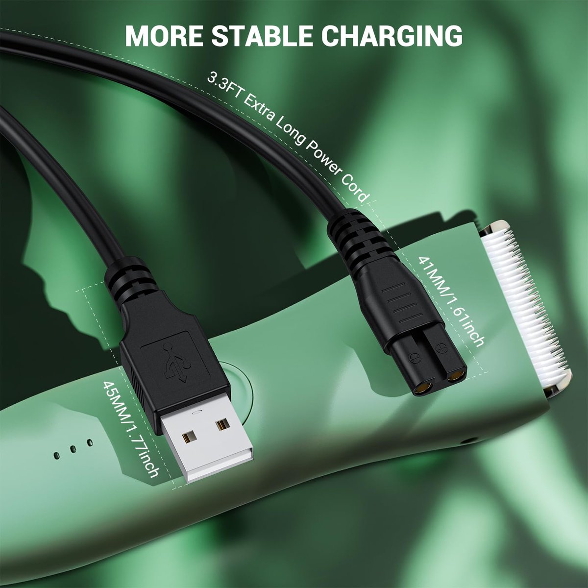 MEROM Charger Compatible with Meridian Grooming Electric Shaver Trimmer – Replacement Charging Cable Power Cord Adapter (3.3 ft, Black) - görsel 6