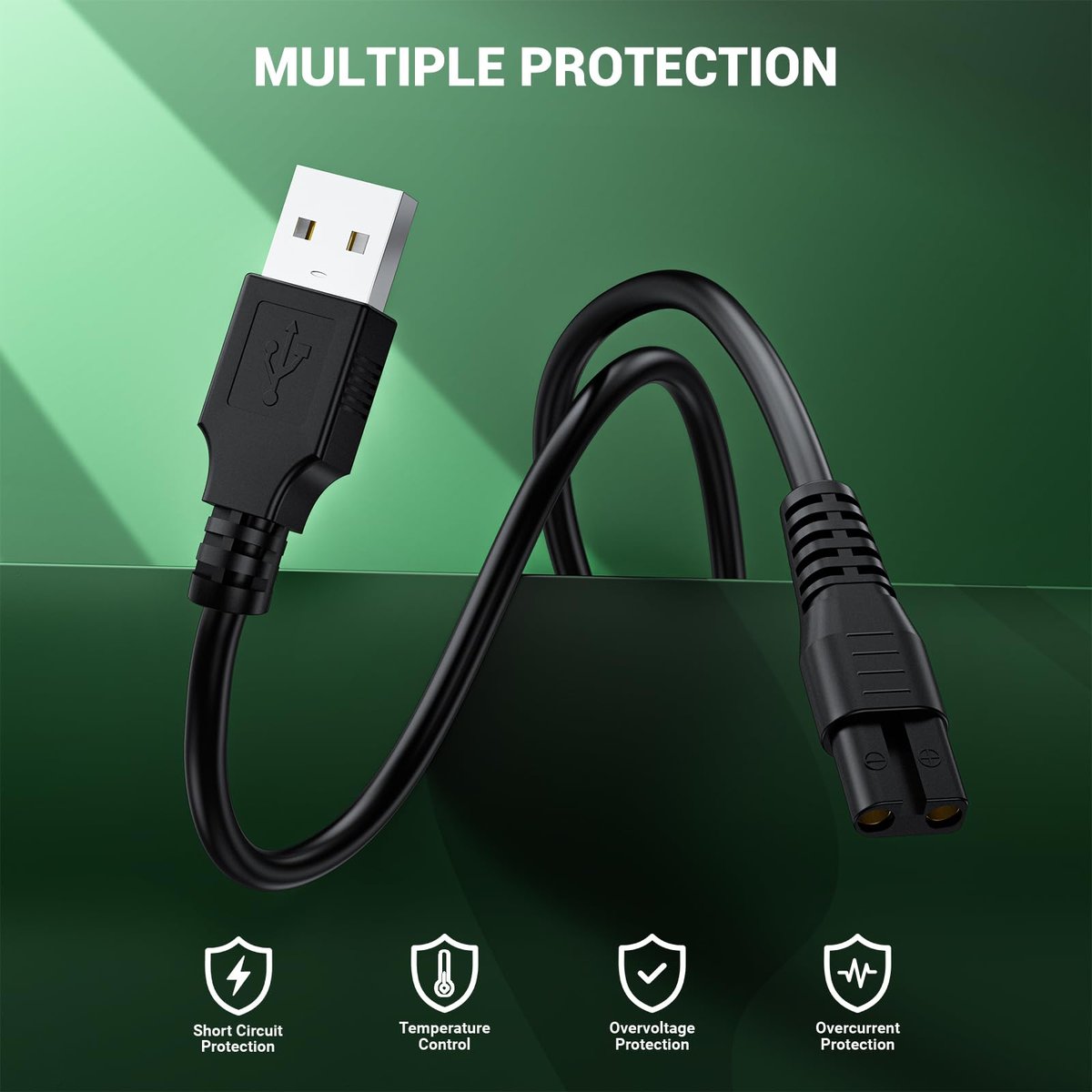 MEROM Charger Compatible with Meridian Grooming Electric Shaver Trimmer – Replacement Charging Cable Power Cord Adapter (3.3 ft, Black) - görsel 10
