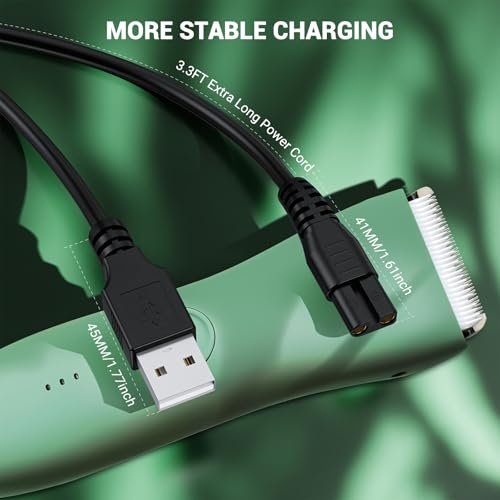 MEROM Charger Compatible with Meridian Grooming Electric Shaver Trimmer – Replacement Charging Cable Power Cord Adapter (3.3 ft, Black) - görsel 5