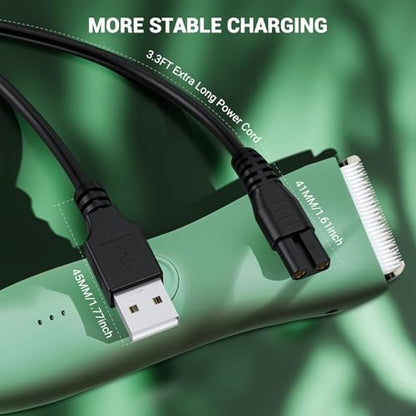 MEROM Charger Compatible with Meridian Grooming Electric Shaver Trimmer – Replacement Charging Cable Power Cord Adapter (3.3 ft, Black)
