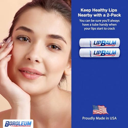 Boroleum Natural Lip Balm – Best Chapped Lip Moisturizer for Dry Cracked Lips with All Natural Ingredients, 4.25 g Tubes (Pack of 2)