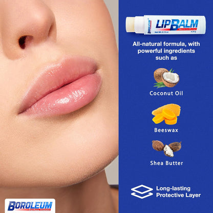 Boroleum Natural Lip Balm – Best Chapped Lip Moisturizer for Dry Cracked Lips with All Natural Ingredients, 4.25 g Tubes (Pack of 2)