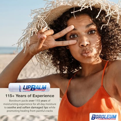 Boroleum Natural Lip Balm – Best Chapped Lip Moisturizer for Dry Cracked Lips with All Natural Ingredients, 4.25 g Tubes (Pack of 2)