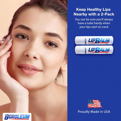 Boroleum Natural Lip Balm – Best Chapped Lip Moisturizer for Dry Cracked Lips with All Natural Ingredients, 4.25 g Tubes (Pack of 2)