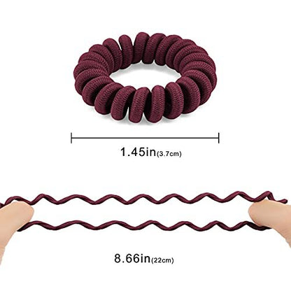 Spiral Hair Ties Cloth Rose 12 Pack - No Crease Coil Ponytail Holders for Thick & All Hair Types