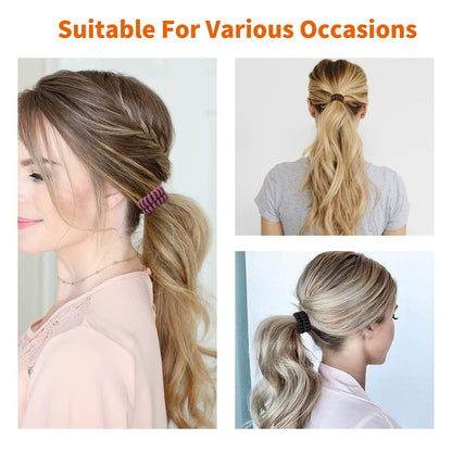 Spiral Hair Ties Cloth Rose 12 Pack - No Crease Coil Ponytail Holders for Thick & All Hair Types