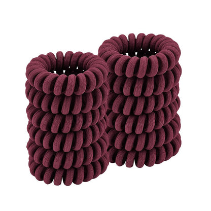 Spiral Hair Ties Cloth Rose 12 Pack - No Crease Coil Ponytail Holders for Thick & All Hair Types