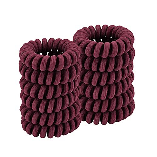 Spiral Hair Ties Cloth Rose 12 Pack - No Crease Coil Ponytail Holders for Thick & All Hair Types - görsel 2