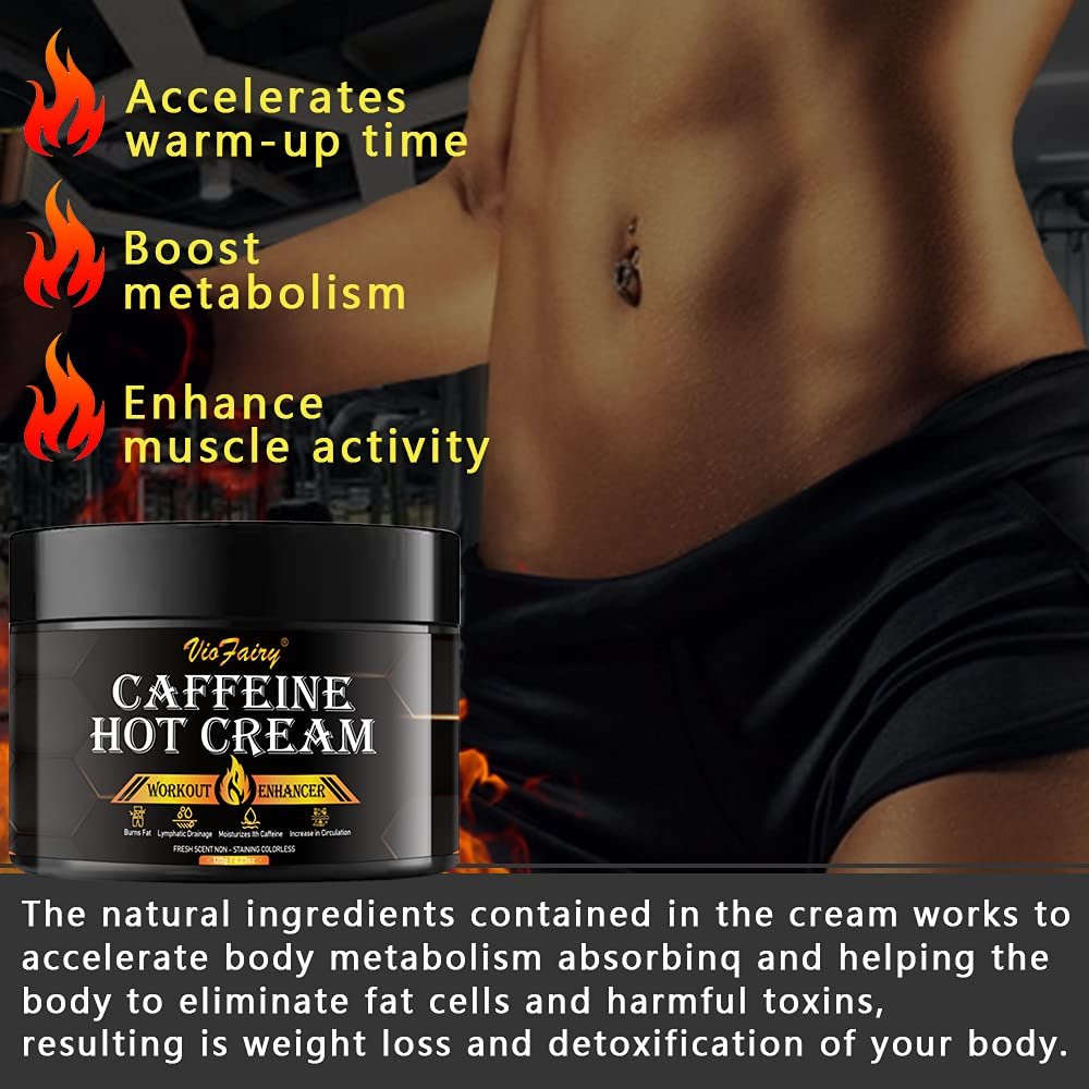 VIOFAIRY Caffeine Anti Cellulite Hot Cream - Body Sculpting & Sweat Workout Enhancer for Women & Men - Firming & Slimming Cream for Thighs, Belly, Butt & Legs - 4.23 oz Avelisse
