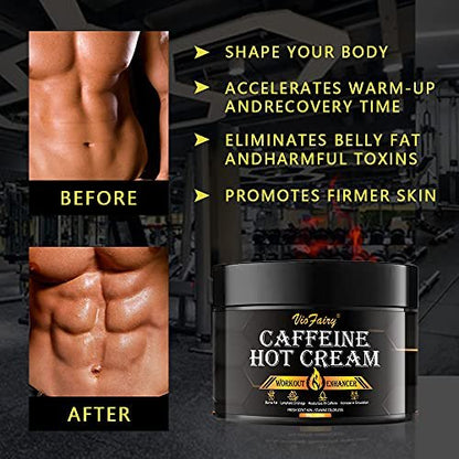 VIOFAIRY Caffeine Anti Cellulite Hot Cream - Body Sculpting & Sweat Workout Enhancer for Women & Men - Firming & Slimming Cream for Thighs, Belly, Butt & Legs - 4.23 oz Avelisse
