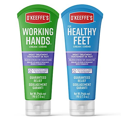 O'Keeffe's Working Hands Night Treatment Hand Cream & Healthy Feet Night Treatment Foot Cream, 7 oz Tubes (Pack of 2) Avelisse