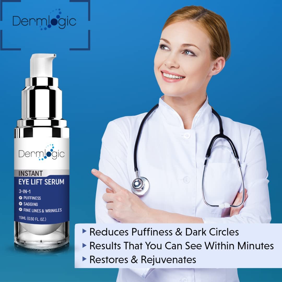 Dermlogic Under Eye Puffiness & Dark Circles Rapid Treatment - Instantly Reduces Puffy Eye Bags, Crow's Feet & Sagging Skin - 0.5 oz Avelisse